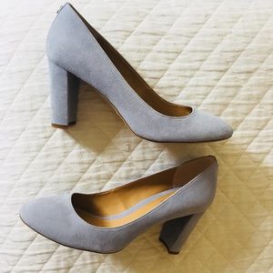 Ralph Lauren Maddie Pump Suede Blue Block Heel